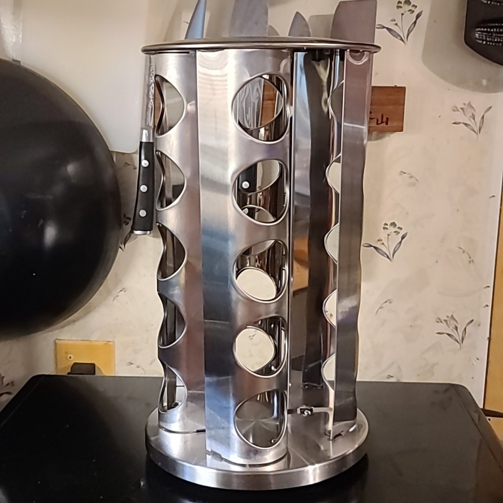 Kamenstein 20 Jar Revolving Stainless Steel Spice Rack Organizer -NO SPICES.
